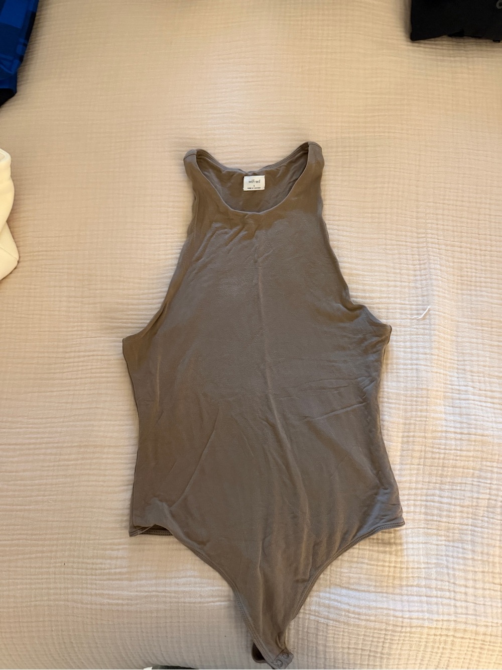 Aritzia High Neck Sleeveless Bodysuit - Taupe